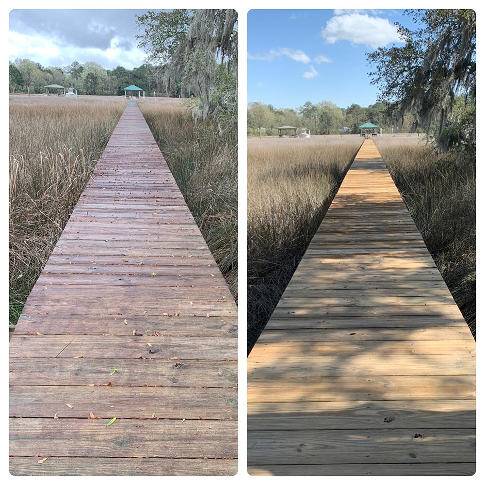 Dock cleaning on bull creek lane in charleston sc